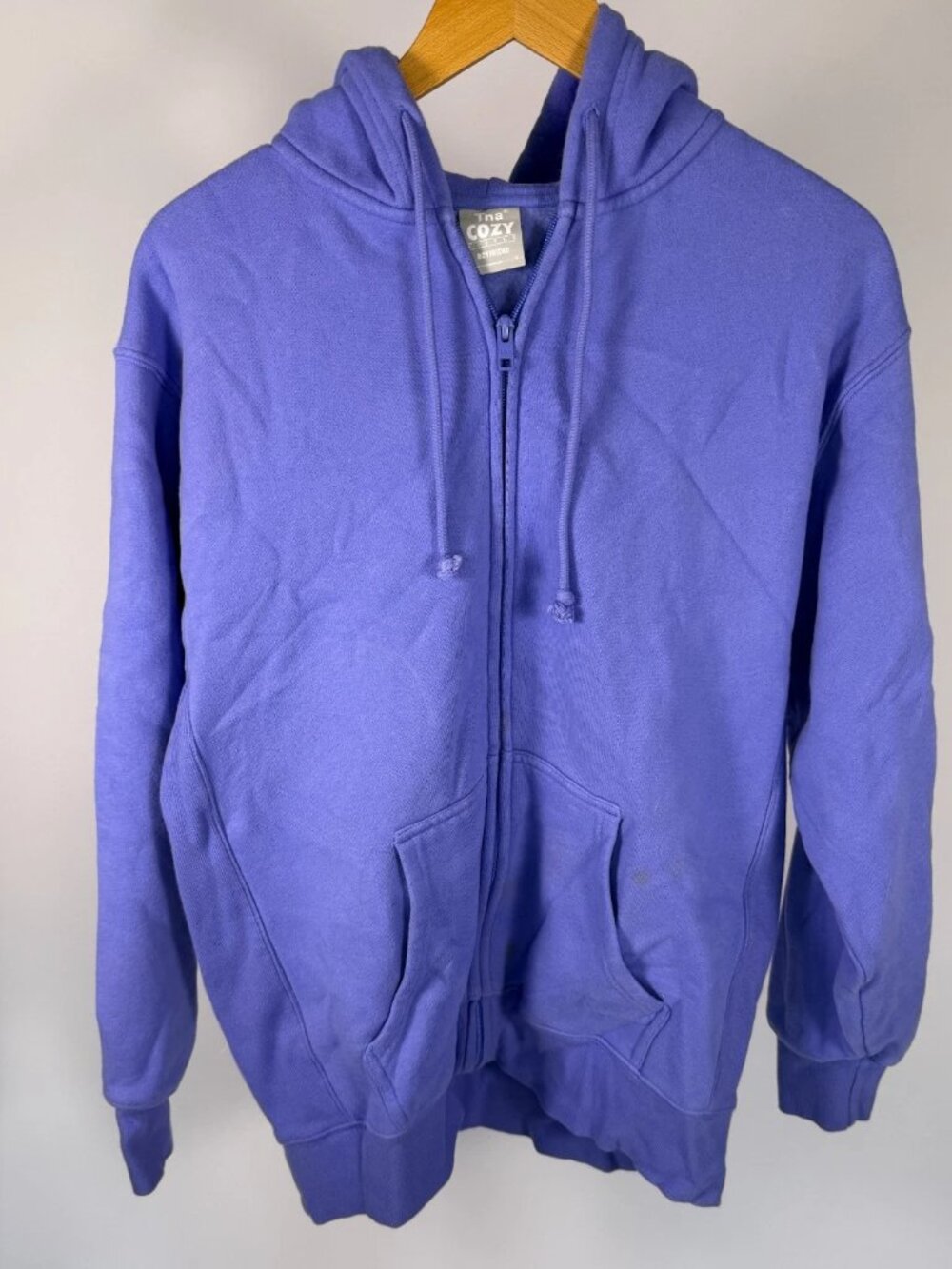 TNA Cozy Fleece Boyfriend Mens Long Sleeve Zip Up Hoodie Sweatshirt Blue Size S